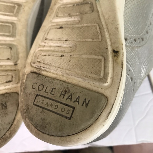 Cole Haan Original Grand Wingtip Oxford Shoes Leather Silver Gray Metallic Comfy - Picture 12 of 14